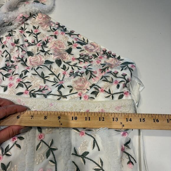 NWT Mac Duggal Cream Floral Embroidered One Shoulder Maxi Dress Sz 8 - Picture 12 of 13